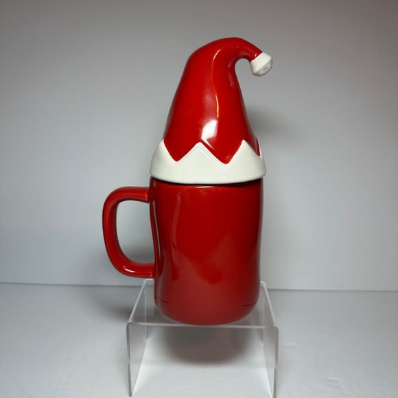 Rae Dunn Christmas Red Let It Snow Mug w/Elf Hat by Magenta Artisan Collection - Picture 3 of 10